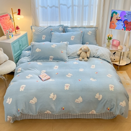 91家纺网 家纺一手货源 找家纺 （总）慕尚家纺 2024新款3.5kg高克重田园花卉类牛奶绒四件套