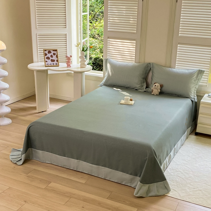 91家纺网 家纺一手货源 找家纺 优品阁 2024新款亲肤舒适全棉磨毛单床单 邦尼-绿