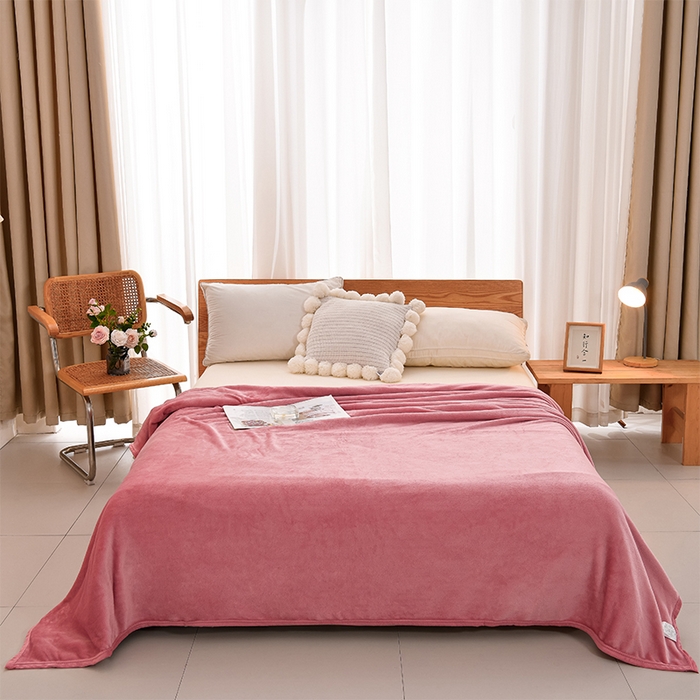 91家纺网 家纺一手货源 找家纺 仟人梦 2024新款A类高克重保暖法兰绒多功能保暖毛毯 豆沙