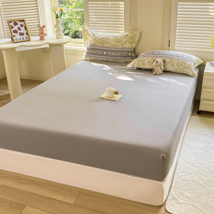 91家纺网 家纺一手货源 找家纺 优品阁 2024新款全棉磨毛四件套单品系列-单床笠 初恋-灰