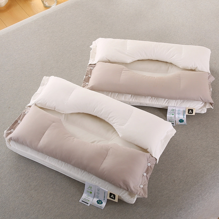 91家纺网 家纺一手货源 找家纺 （总）蔻眠 2024新款全棉可拆卸双向护颈椎牵引枕芯三合一护耳枕头