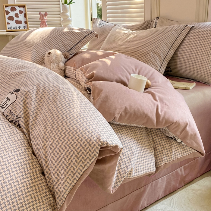 91家纺网 家纺一手货源 找家纺 优品阁 2024新款亲肤舒适全棉磨毛四件套学生三件套系列  千爱