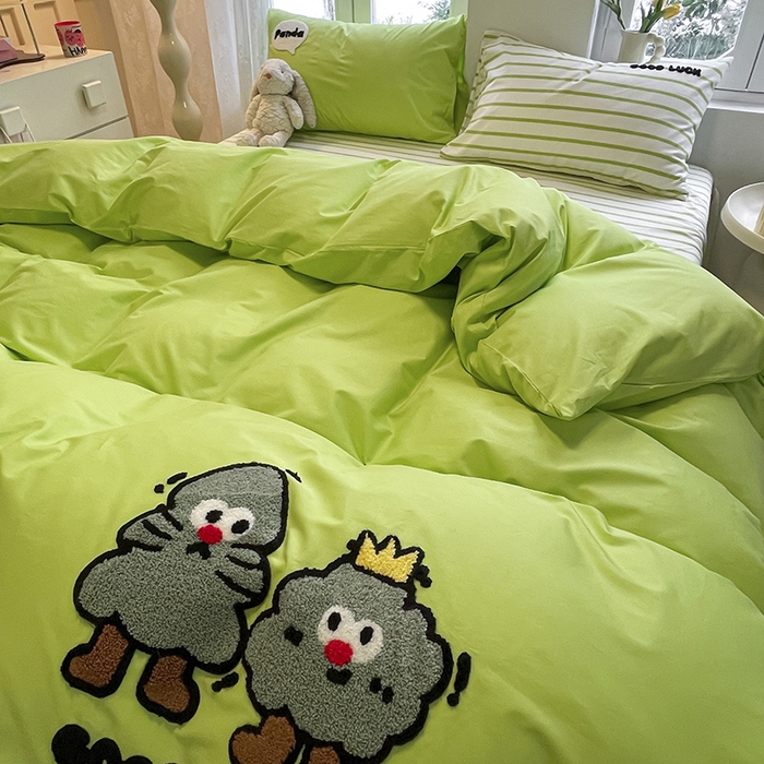 91家纺网 家纺一手货源 找家纺 吉象家纺 2024新款全棉斜纹毛巾绣混搭四件套 好伙伴