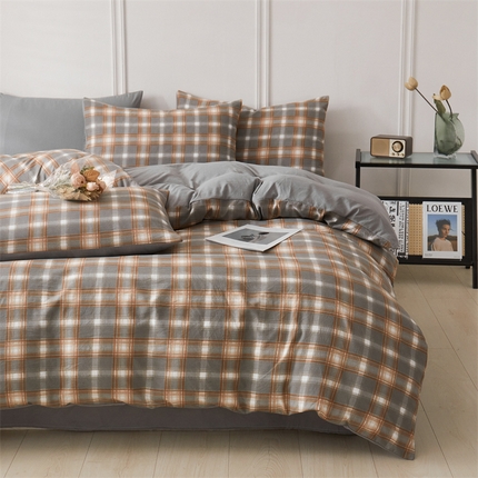 盛秋家纺 2025新款格子单被套洛卡+中灰