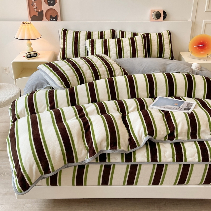 91家纺网 家纺一手货源 找家纺 2024秋冬A类牛奶绒加厚夹棉床笠+牛奶绒被套四件套印象