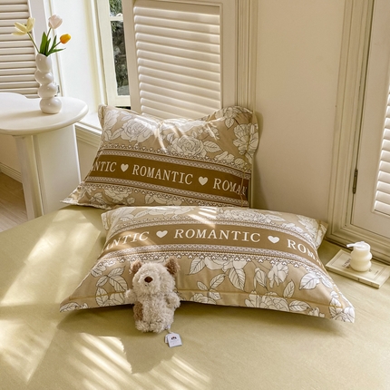 优品阁 2024新款全棉磨毛四件套单品系列-单枕套 初恋-咖