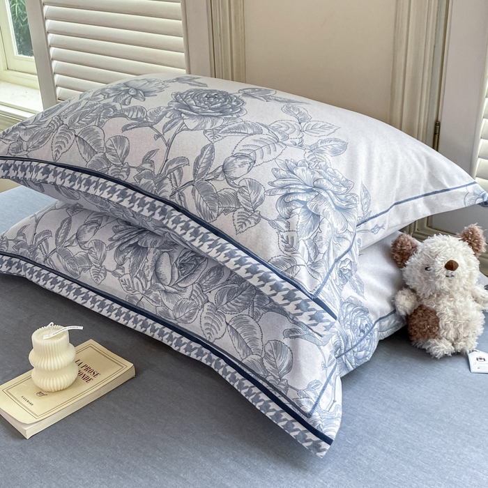 91家纺网 家纺一手货源 找家纺 优品阁 2024新款全棉磨毛四件套单品系列-单枕套 温妮莎-蓝