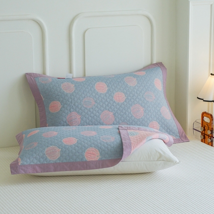 91家纺网 家纺一手货源 找家纺 （总）棠薇家纺 2025新款清新款全棉细纱三层纱包边枕巾一对装