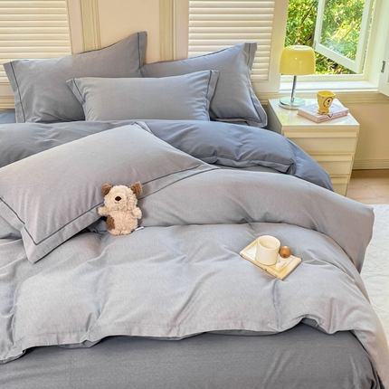 优品阁 2024新款亲肤舒适全棉磨毛四件套学生三件套系列  邦尼-蓝灰