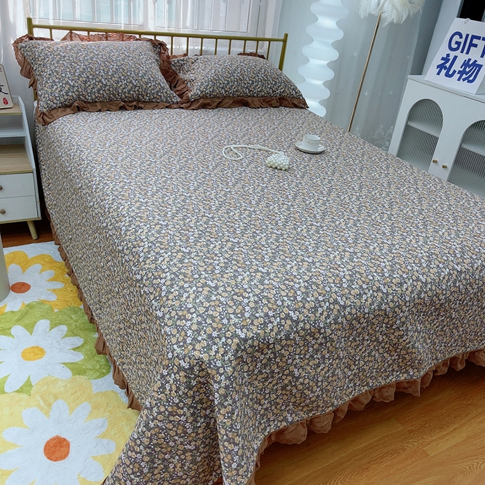 91家纺网 家纺一手货源 找家纺 2024新款亲肤舒适法式床盖三件套 茉夕