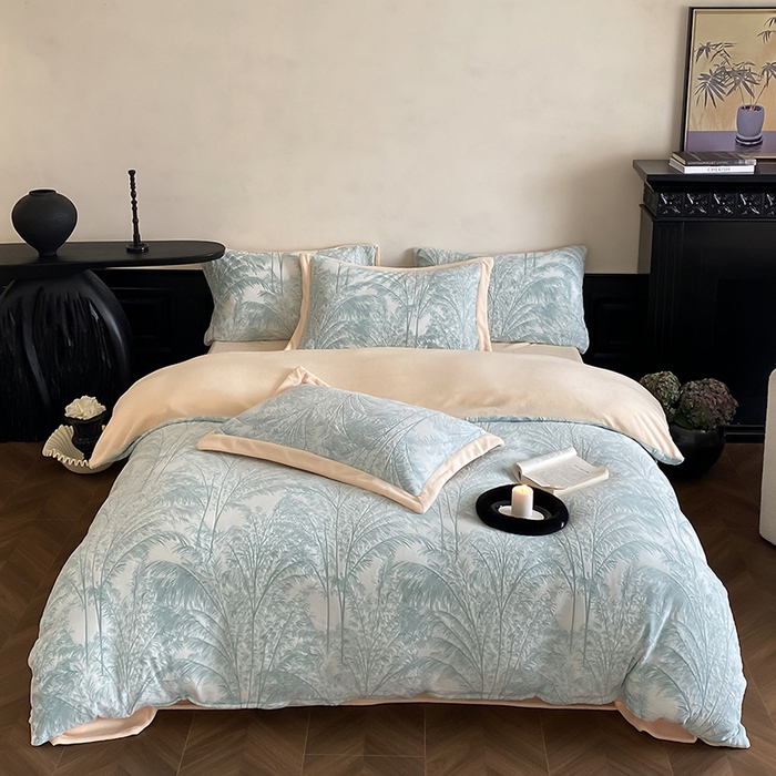 91家纺网 家纺一手货源 找家纺 梦享生活家居 2024新款加厚保暖牛奶绒四件套 森林奇境