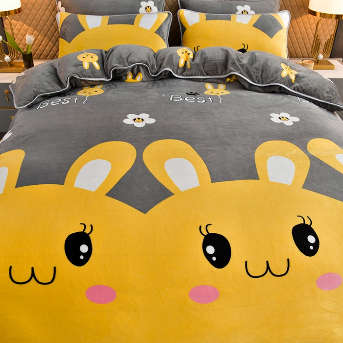 91家纺网 家纺一手货源 找家纺 乐萱 2025新款单被套牛奶绒被罩单件180克 欢乐兔