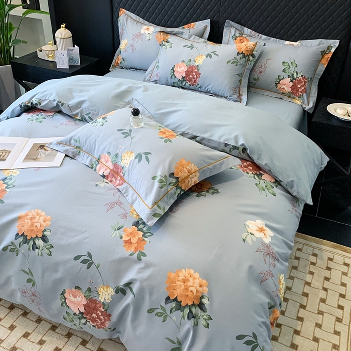 91家纺网 家纺一手货源 找家纺 名佰蕙家纺 2024新款银丝抗菌全棉功能性四件套 丹姿-兰