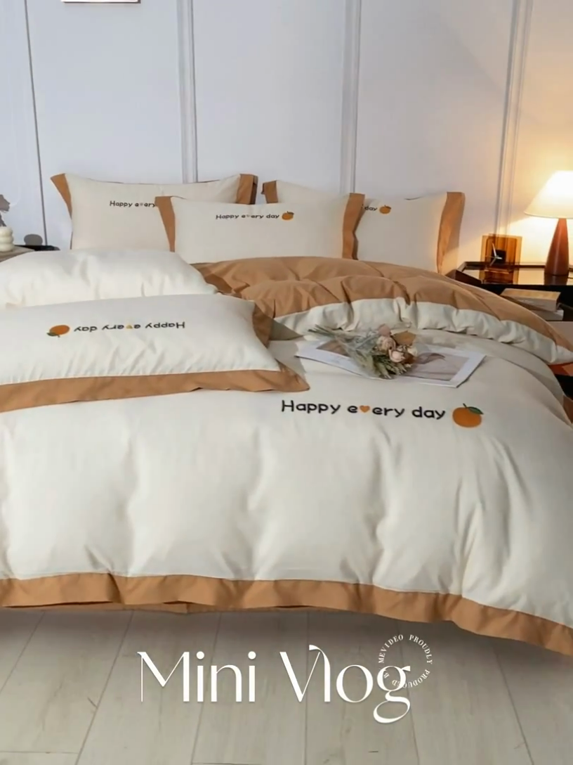 91家纺网 家纺一手货源 找家纺 （总）2025新款水洗磨毛刺绣四件套-桔子-拼角系列