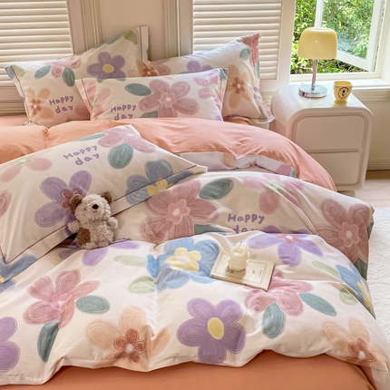 优品阁 2024新款亲肤舒适全棉磨毛四件套学生三件套系列  洛城时光