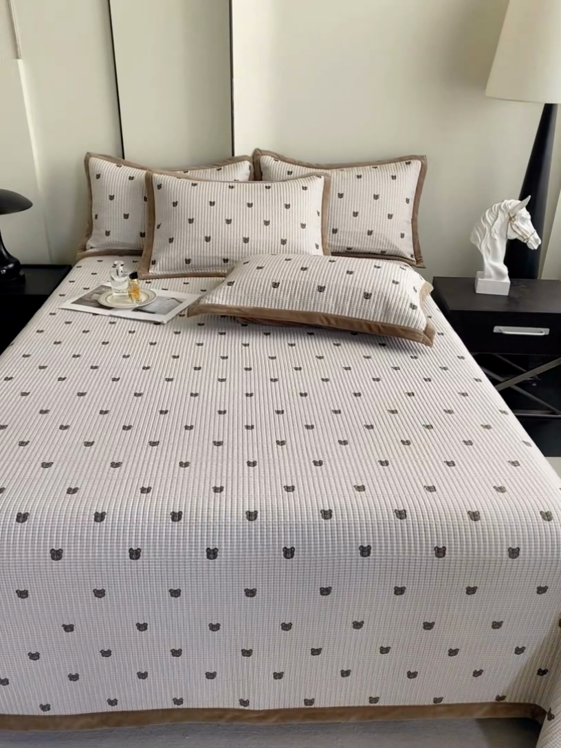 91家纺网 家纺一手货源 找家纺 （总）莎果家纺 2025秋冬一面天丝一面绒高温砂洗床盖三件套