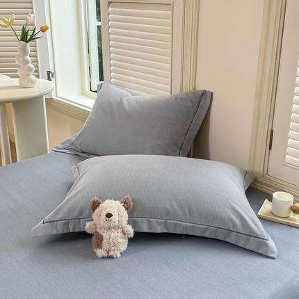 优品阁 2024新款全棉磨毛四件套单品系列-单枕套 邦尼-蓝灰