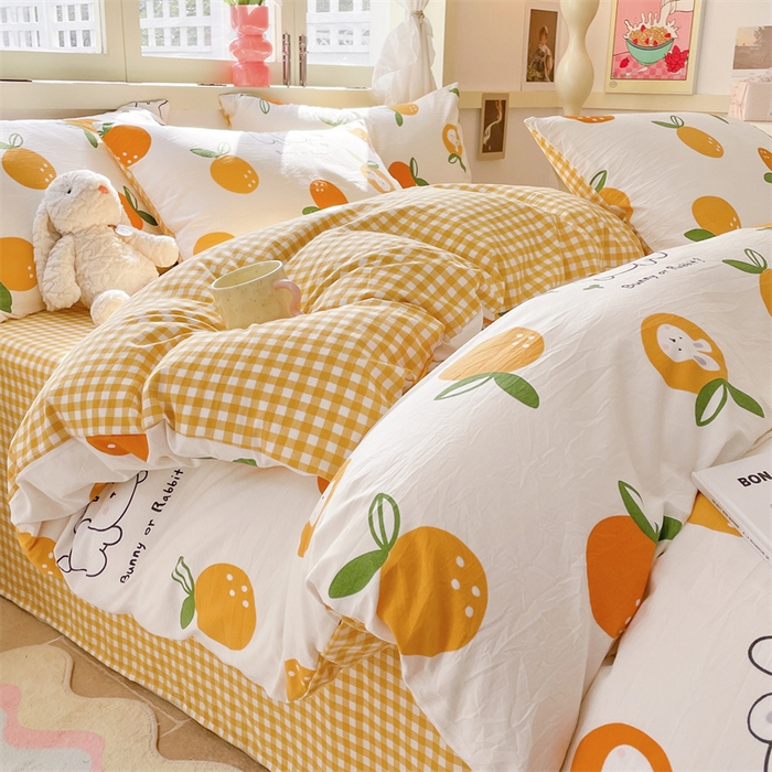 91家纺网 家纺一手货源 找家纺 盛秋家纺 2025新款卡通单被套砂糖兔+黄小格