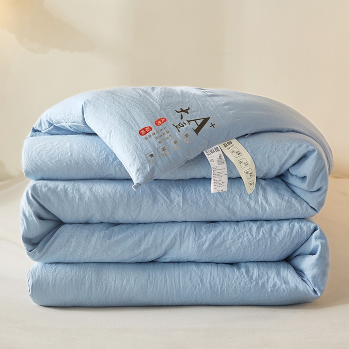 91家纺网 家纺一手货源 找家纺 锦逸家居 2024新款A类母婴级生态原棉大豆被冬被被子被芯春秋被 宾利蓝