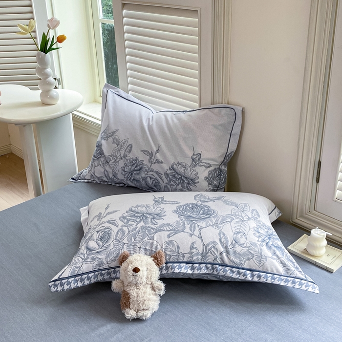 91家纺网 家纺一手货源 找家纺 优品阁 2024新款全棉磨毛四件套单品系列-单枕套 温妮莎-蓝