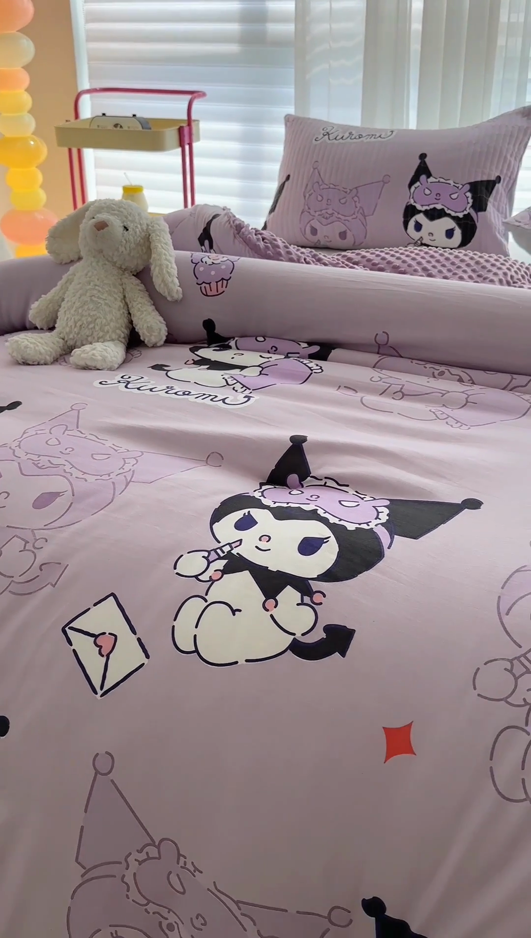 91家纺网 家纺一手货源 找家纺 梵克保罗 2024新款水洗棉豆豆被床盖四件套 紫色库洛米