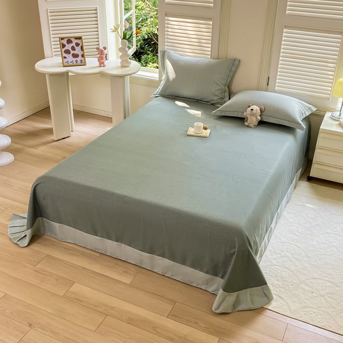 91家纺网 家纺一手货源 找家纺 优品阁 2024新款亲肤舒适全棉磨毛单床单 邦尼-绿