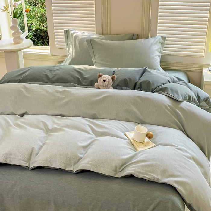 91家纺网 家纺一手货源 找家纺 优品阁 2024新款亲肤舒适全棉磨毛四件套学生三件套系列  邦尼-绿