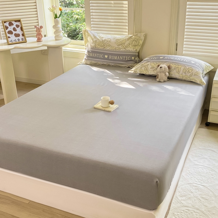 91家纺网 家纺一手货源 找家纺 优品阁 2024新款全棉磨毛四件套单品系列-单床笠 初恋-灰