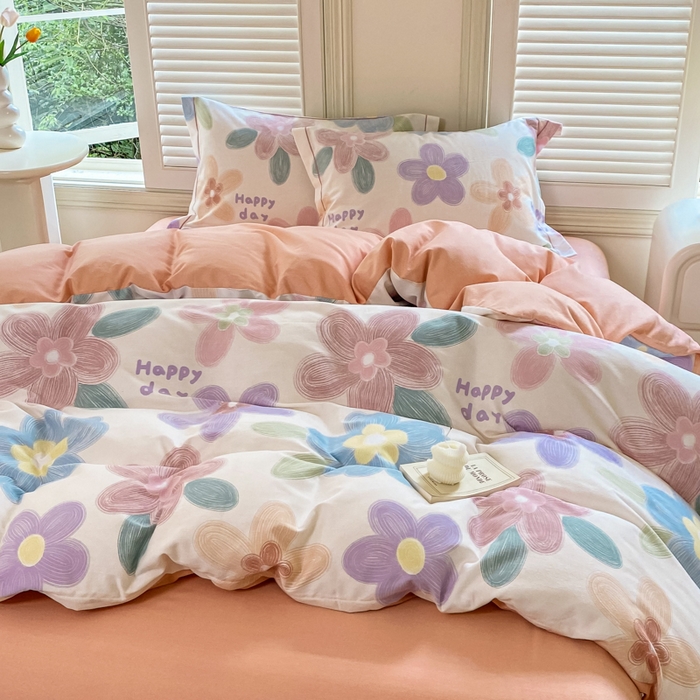 91家纺网 家纺一手货源 找家纺 优品阁 2024新款亲肤舒适全棉磨毛四件套学生三件套系列  洛城时光