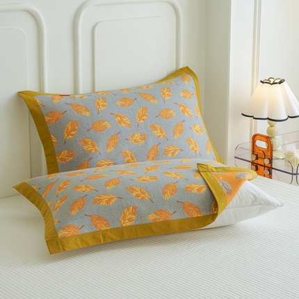 91家纺网 家纺一手货源 找家纺 （总）棠薇家纺 2025新款清新款全棉细纱三层纱包边枕巾一对装