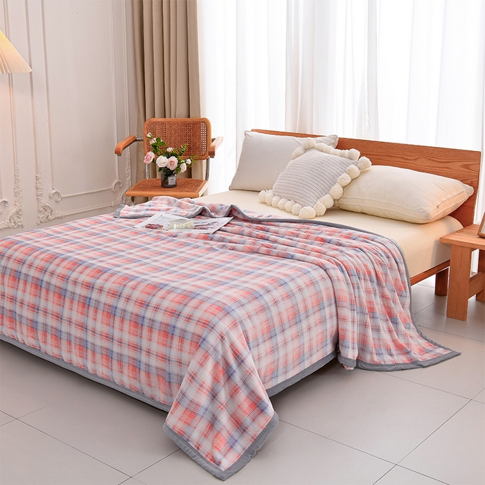 91家纺网 家纺一手货源 找家纺 仟人梦 2024新款A类高克重保暖法兰绒多功能保暖毛毯 格韵粉