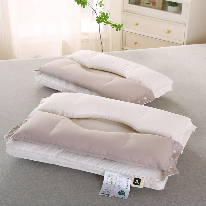 91家纺网 家纺一手货源 找家纺 （总）蔻眠 2024新款全棉可拆卸双向护颈椎牵引枕芯三合一护耳枕头