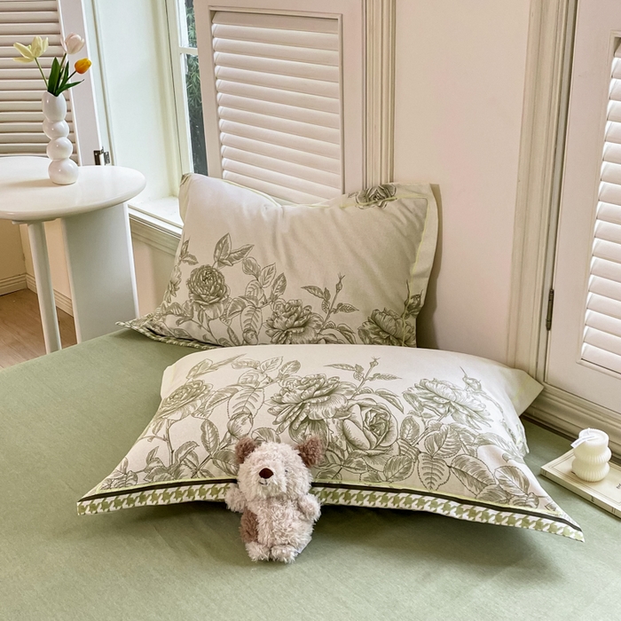 91家纺网 家纺一手货源 找家纺 优品阁 2024新款全棉磨毛四件套单品系列-单枕套 温妮莎-绿