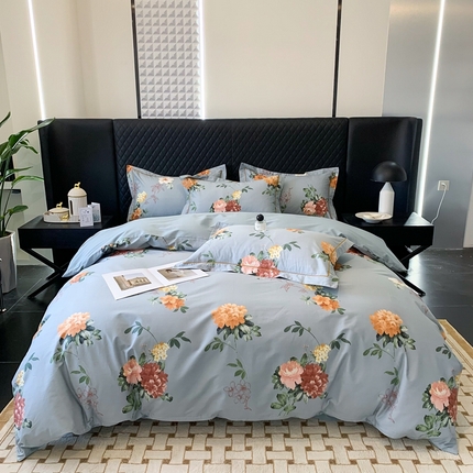 名佰蕙家纺 2024新款银丝抗菌全棉功能性四件套 丹姿-兰