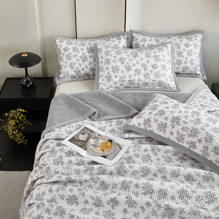 91家纺网 家纺一手货源 找家纺 莎果家纺 2025秋冬一面天丝一面绒高温砂洗床盖三件套 素问