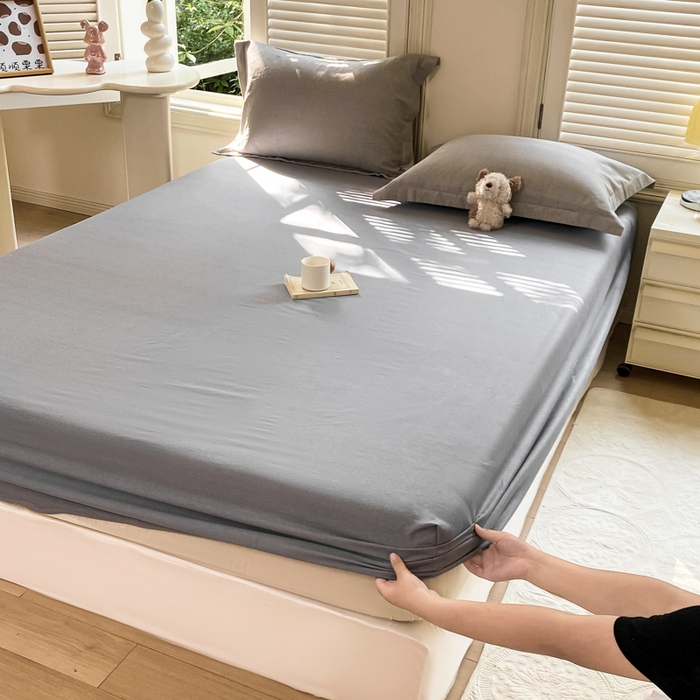 91家纺网 家纺一手货源 找家纺 优品阁 2024新款全棉磨毛四件套单品系列-单床笠 邦尼-灰