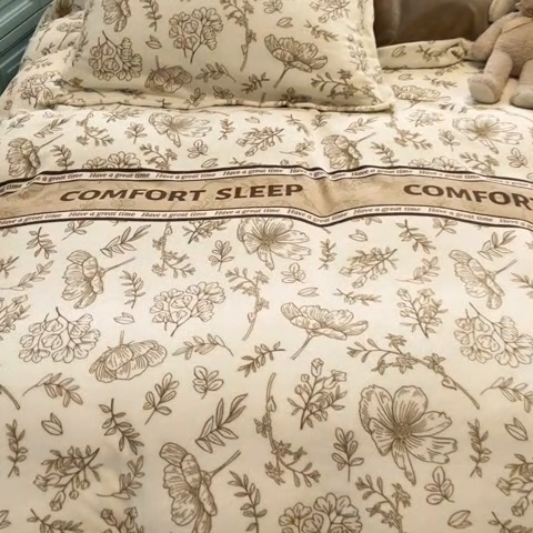 91家纺网 家纺一手货源 找家纺 慕尚家纺 2025新款3.5kg高克重田园花卉类牛奶绒四件套 安逸