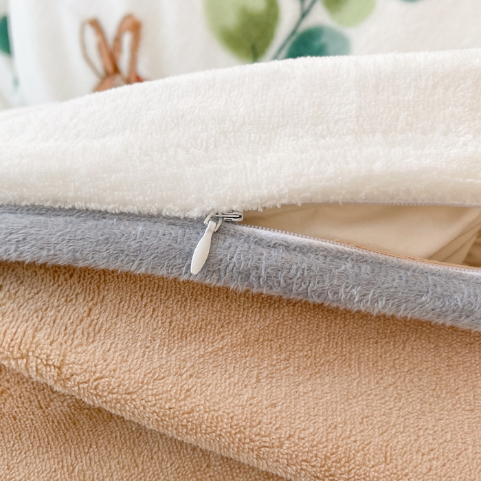 91家纺网 家纺一手货源 找家纺 2024秋冬A类牛奶绒加厚夹棉床笠+牛奶绒被套四件套叶之语