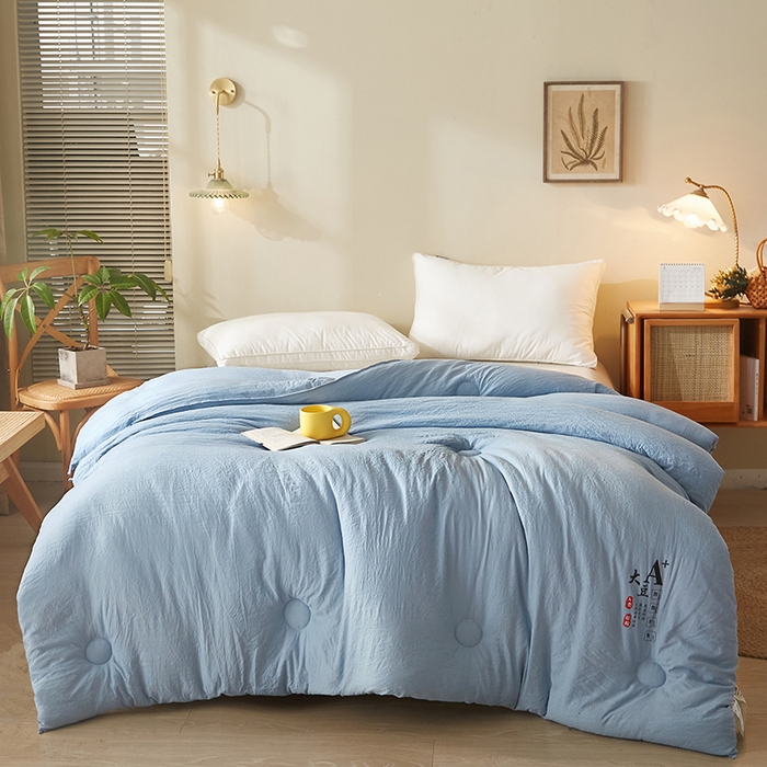 91家纺网 家纺一手货源 找家纺 锦逸家居 2024新款A类母婴级生态原棉大豆被冬被被子被芯春秋被 宾利蓝