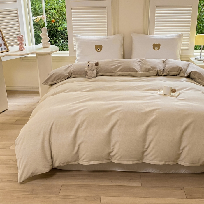 91家纺网 家纺一手货源 找家纺 优品阁 2024新款全棉磨毛四件套单品系列-单被套 邦尼-咖