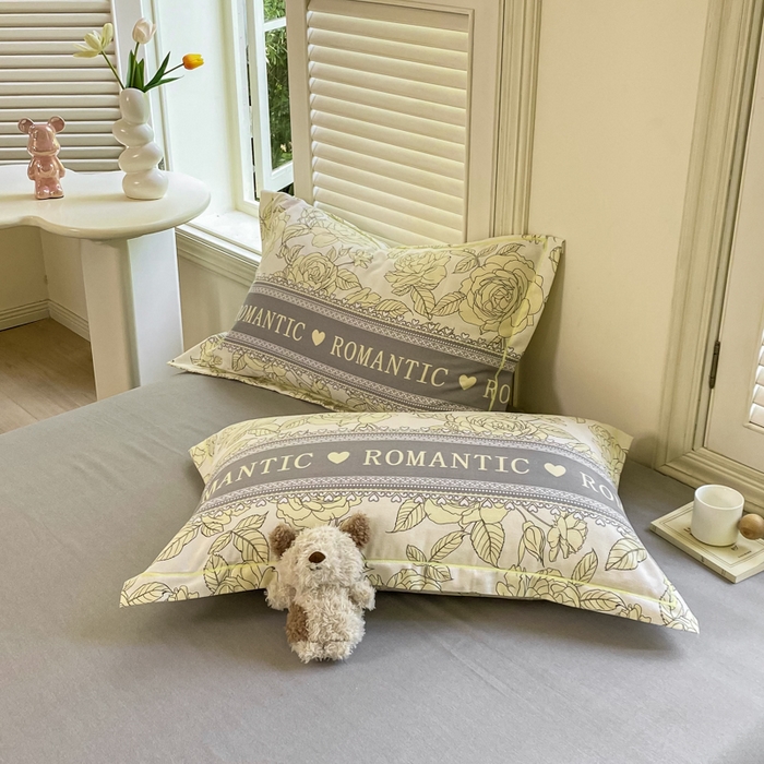 91家纺网 家纺一手货源 找家纺 优品阁 2024新款全棉磨毛四件套单品系列-单枕套 初恋-灰