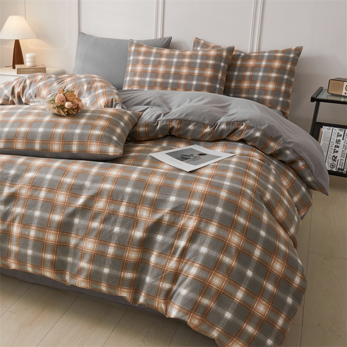 91家纺网 家纺一手货源 找家纺 盛秋家纺 2025新款格子单被套洛卡+中灰