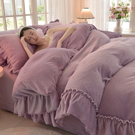 简爱家纺 2025新款轻奢欧式加厚高克重牛奶绒四件套 木槿紫
