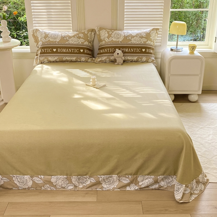 91家纺网 家纺一手货源 找家纺 优品阁 2024新款亲肤舒适全棉磨毛单床单 初恋-咖