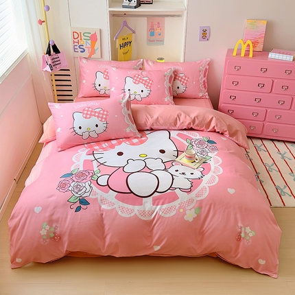 木堇家居 2024新款三丽欧大版原棉磨毛四件套 甜心kt