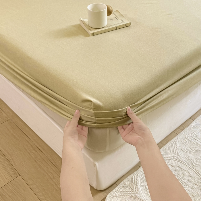 91家纺网 家纺一手货源 找家纺 优品阁 2024新款全棉磨毛四件套单品系列-单床笠 初恋-咖