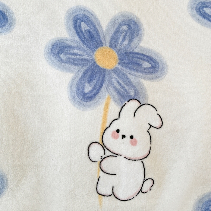 91家纺网 家纺一手货源 找家纺 2024秋冬A类牛奶绒加厚夹棉床笠+牛奶绒被套四件套邻家小兔