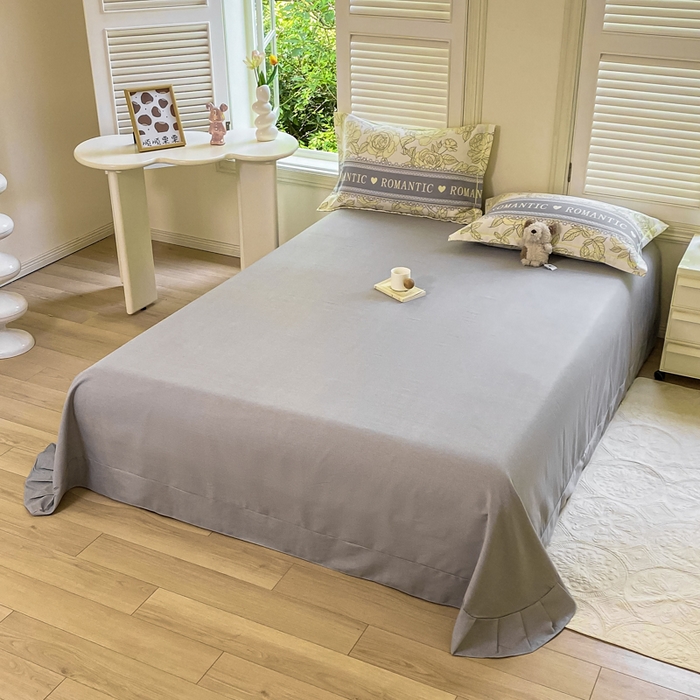 91家纺网 家纺一手货源 找家纺 优品阁 2024新款亲肤舒适全棉磨毛单床单 初恋-灰