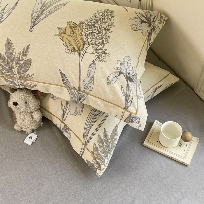 91家纺网 家纺一手货源 找家纺 优品阁 2024新款全棉磨毛四件套单品系列-单枕套 且听风铃-灰