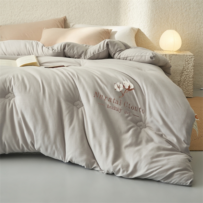 91家纺网 家纺一手货源 找家纺 子由家居 2024新款玉米粒绣花立体绣花100%新疆棉花被被子被芯 立体棉花-浅灰